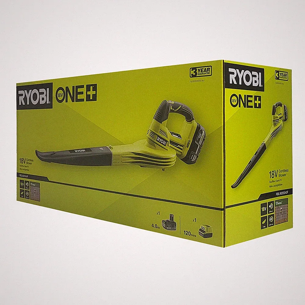 Ryobi RBL1820S40F - Akku-Laubbläser 18 V ONE+ 4,0 Ah Set für Terrasse und Garten