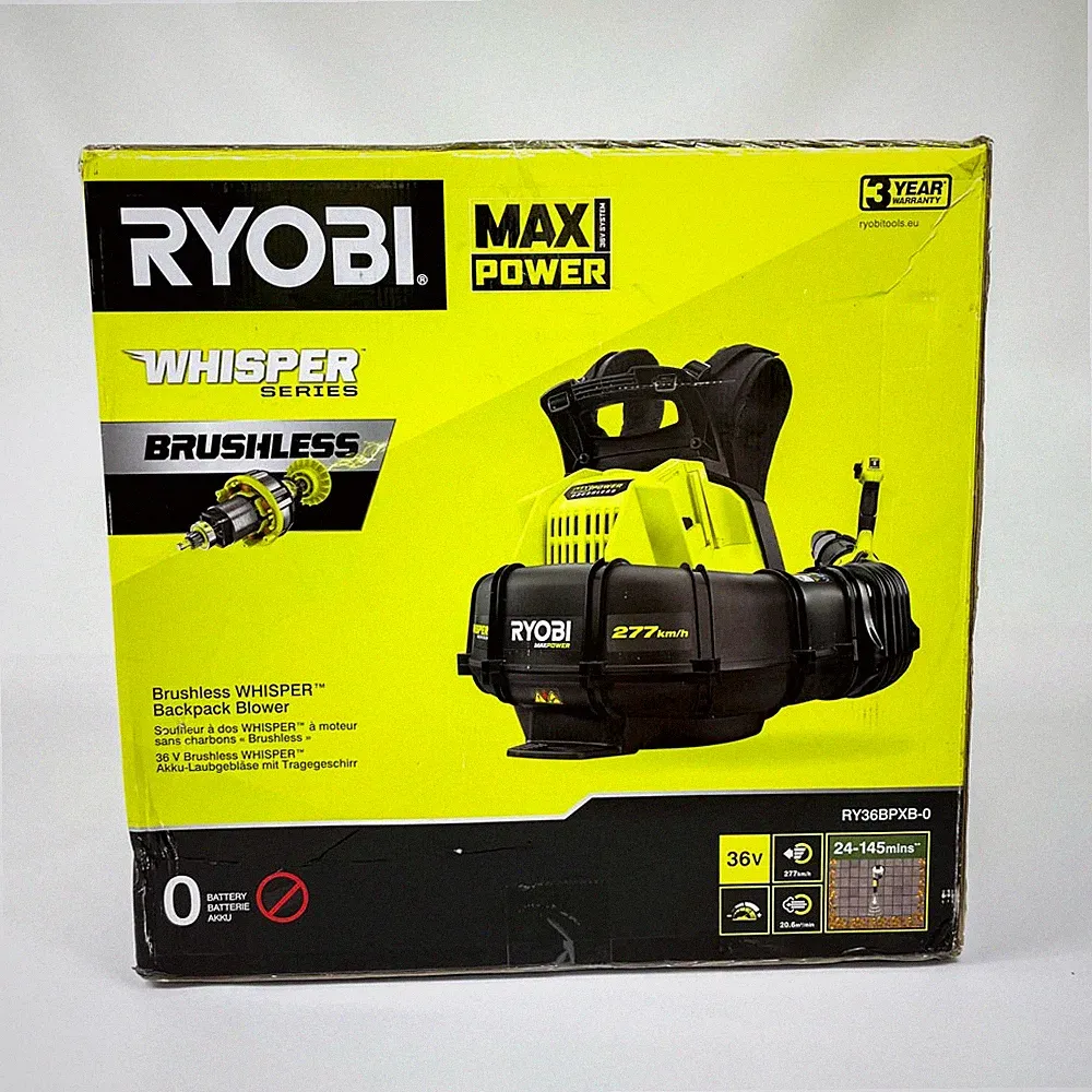 RYOBI RY36BPXB-0, Brushless Akku-Laubgebläse (Ohne Akku), WHISPER, Max Power