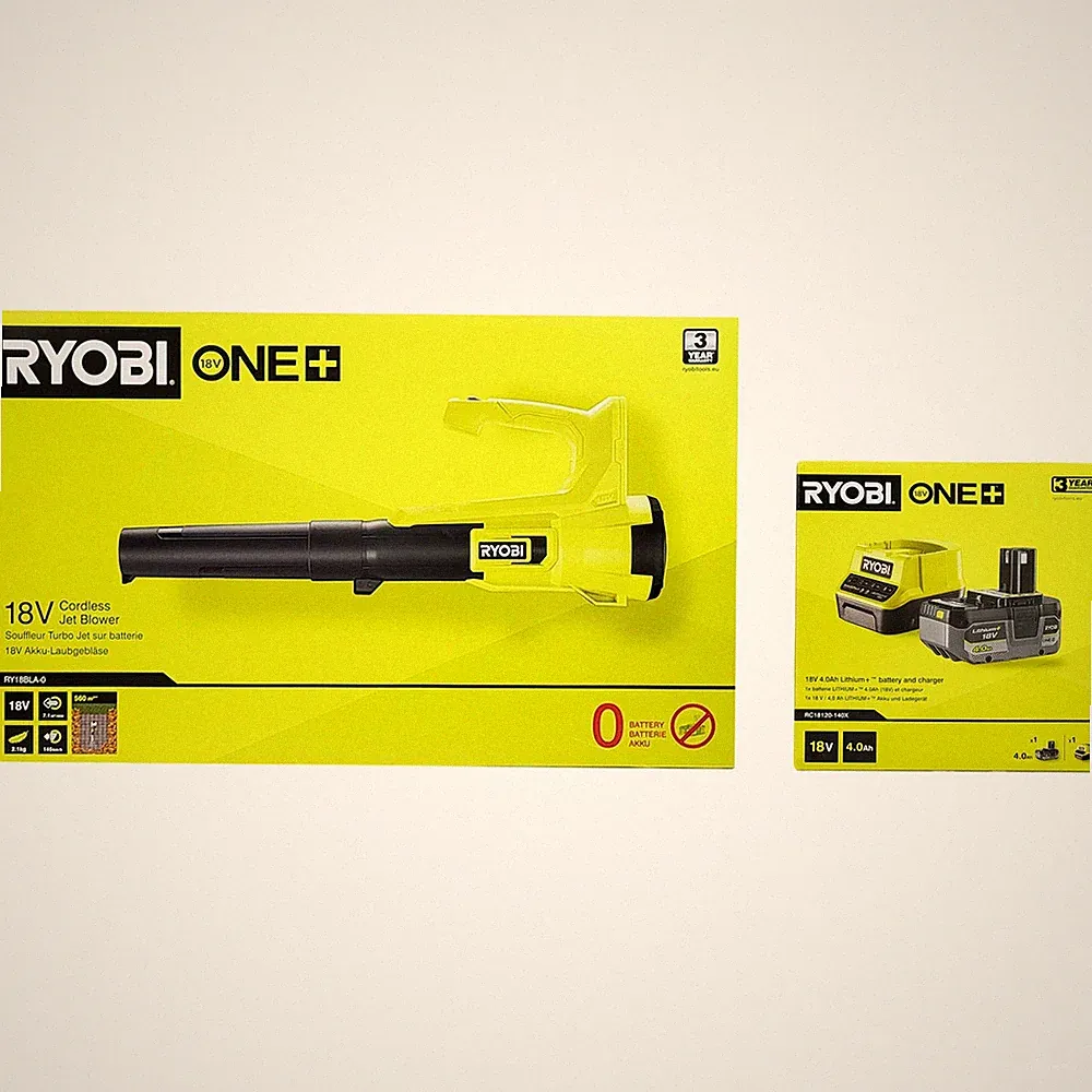 Ryobi Set Laubbläser 18V ONE+ mit 4.0Ah Akku und Ladegerät