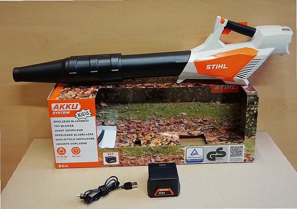 Stihl Kinder Spielzeug Akku Blasgerät BGA mit USB- Ladekabel Laubbläser Garten