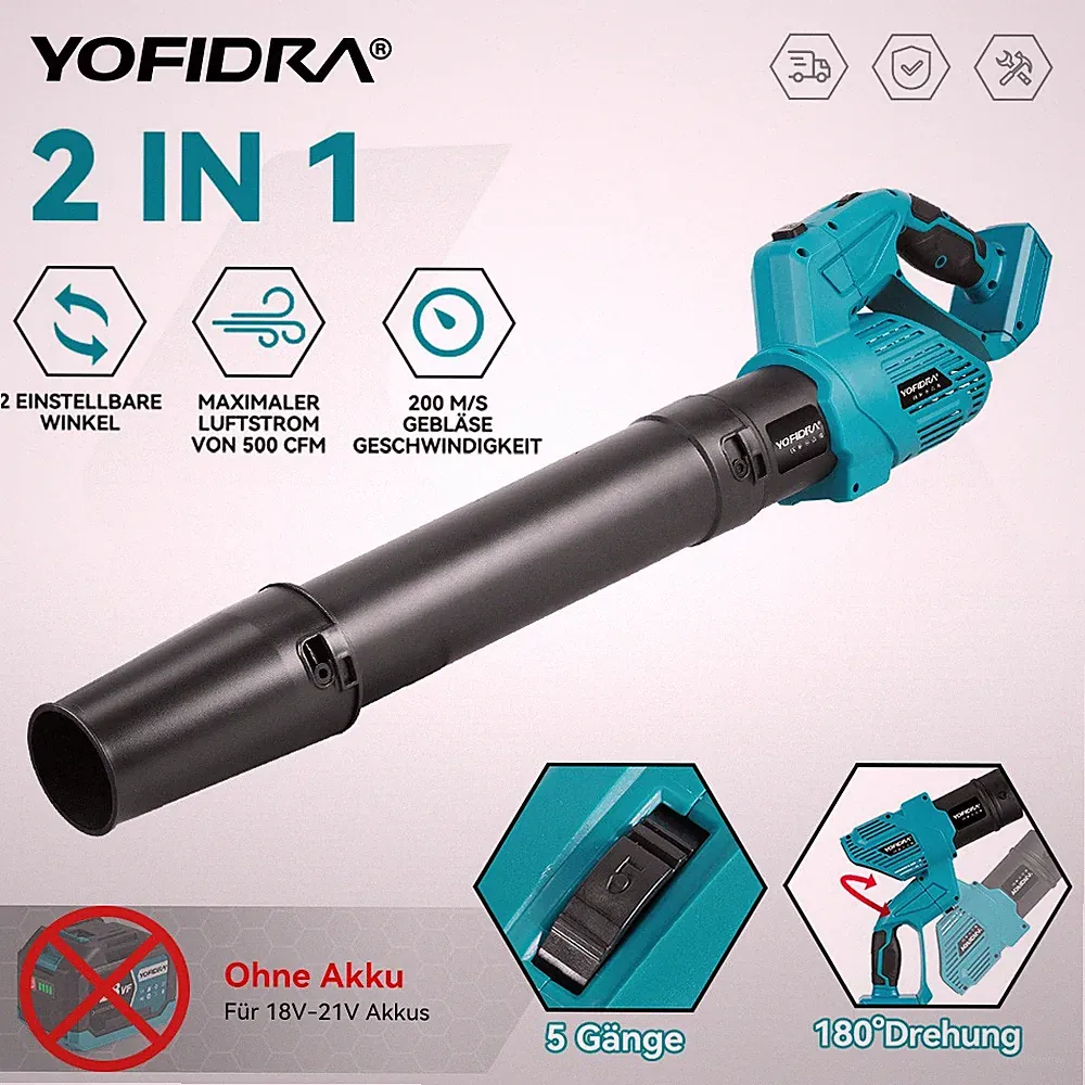 Turbo Gebläse Handbläser Luftgebläse Blasgerät Akku Laubbläser Für Makita Akku