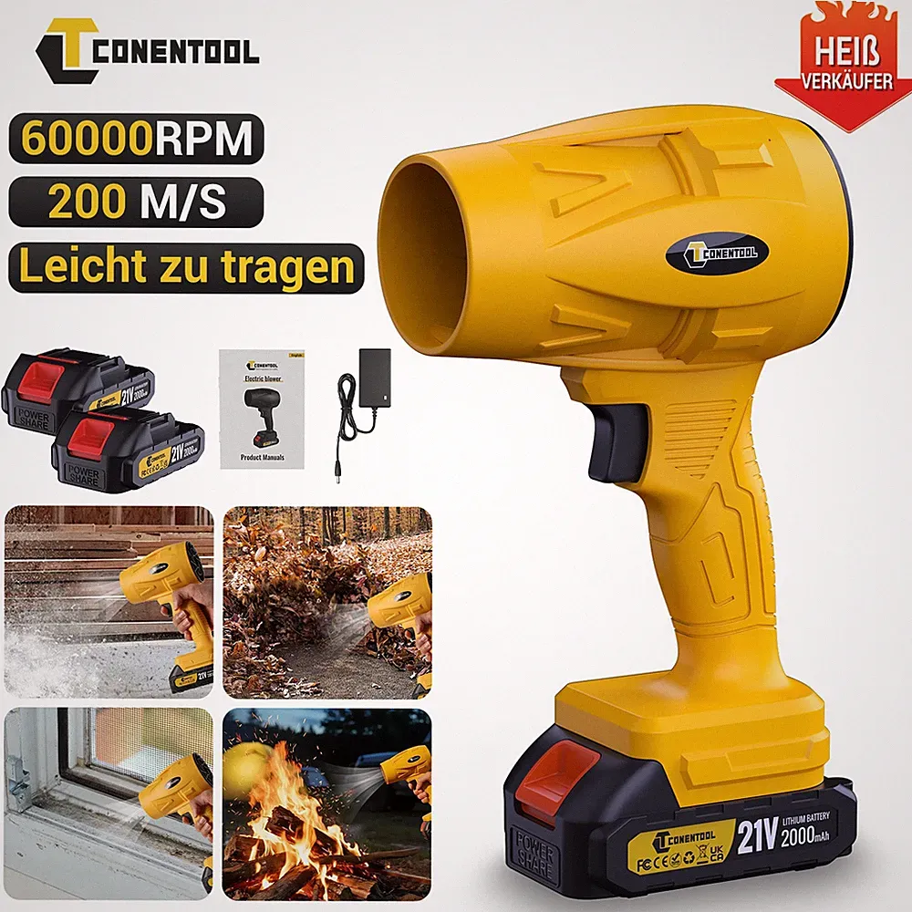 Turbo Gebläse Jet Bläser Turbo Laubbläser Luftgebläse Laubbläser Akku+Ladegerät