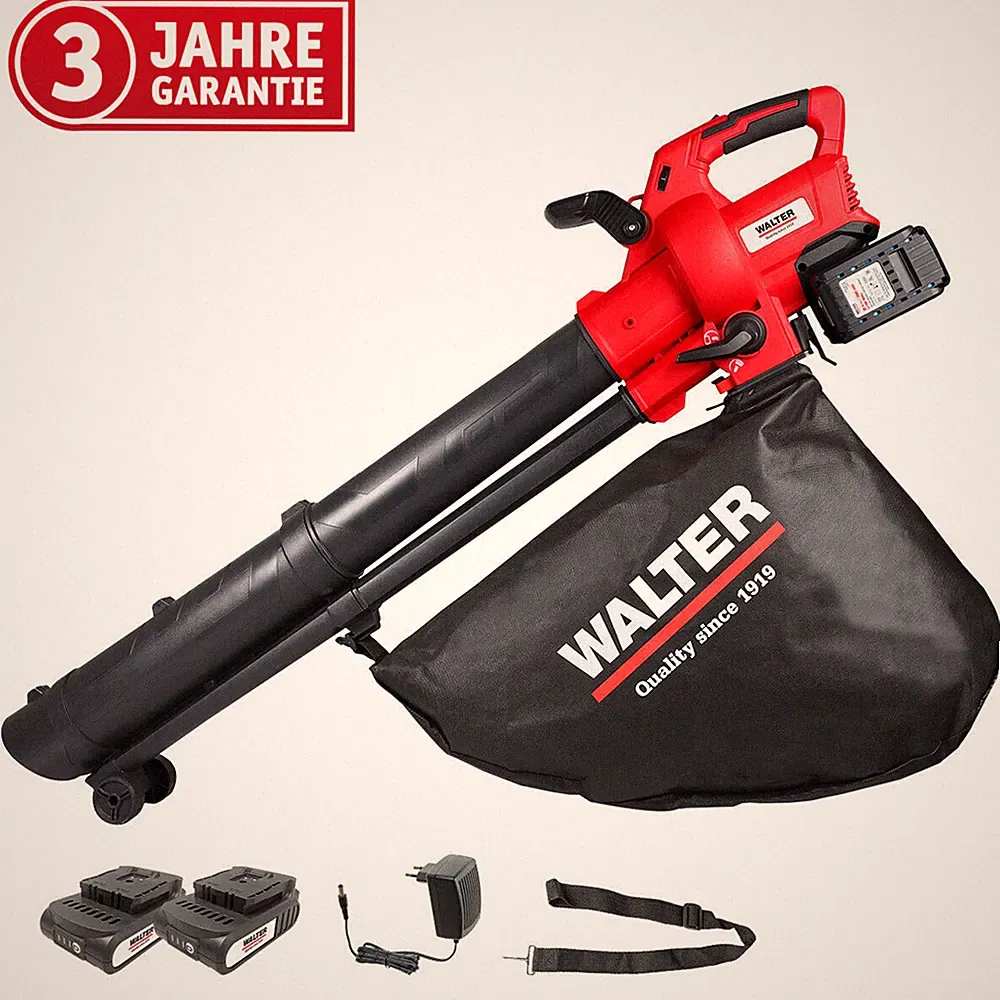 WALTER Akku Laubsauger/bläser 40V mit 2 Akkus und Ladegerät, 45L Laubfangsack