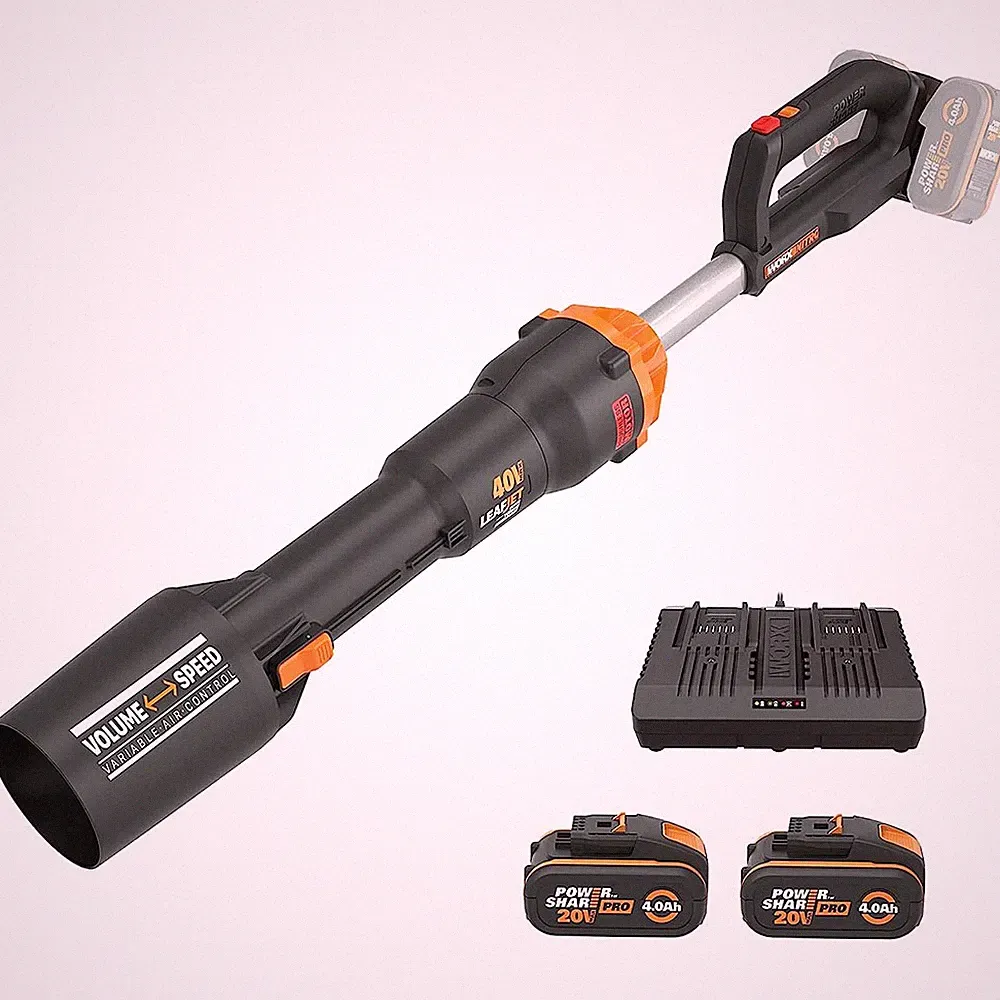 Worx Laubbläser 40V (2x20V) WG585E mit Dual-Ladegerät + 2 Akkus 4,0 Ah