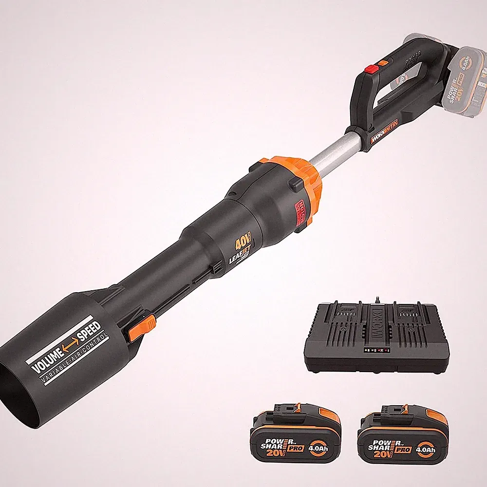 Worx Laubbläser 40V (2x20V) WG585E mit Dual-Ladegerät + 2 Akkus 4,0 Ah