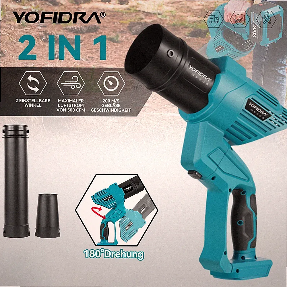 YOFIDRA® Akku Gebläse Luftgebläse 5Gänge Laubbläser Staubbläser 2 IN1 Für Makita