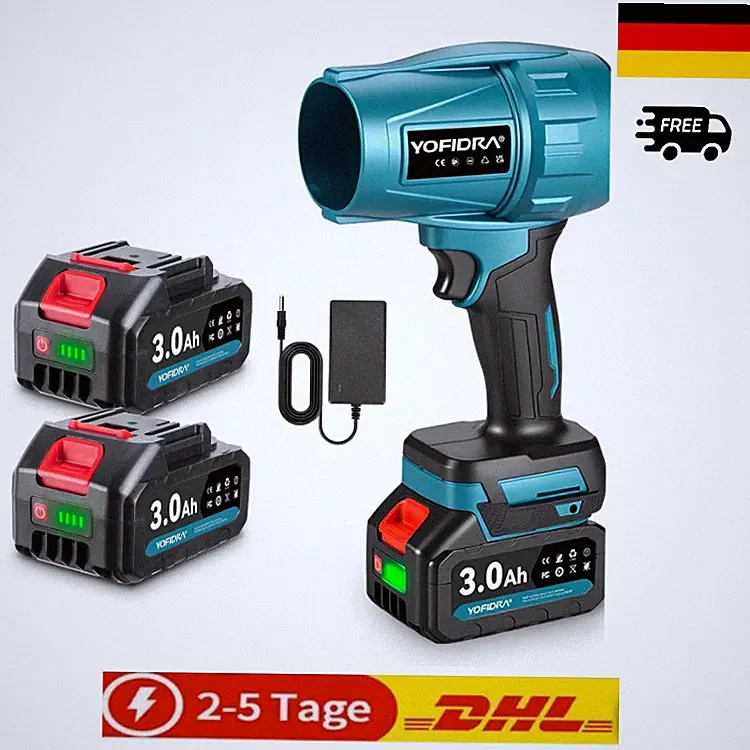 Yofidra Bürstenloses Laubbläser Akku blau Turbo 576 km h
