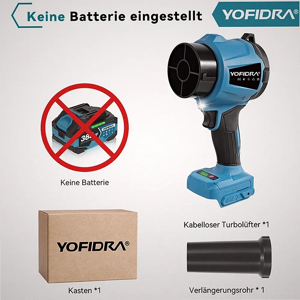 YOFIDRA® Für Makita 18V Akku Laubbläser Laubgebläse Turbo Gebläse Fan Bläser