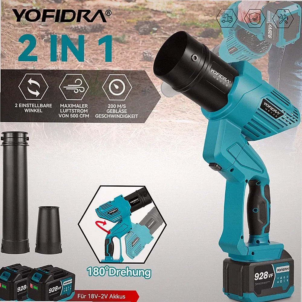 YOFIDRA® Für Makita 18V Akku Laubbläser Turbo Gebläse Staubgebläse Staubbläser