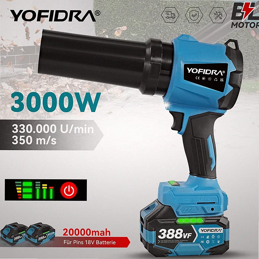 YOFIDRA® Für Makita Akku Bläser Turbogebläse Turbo Luftgebläse Duster 2 Batterie