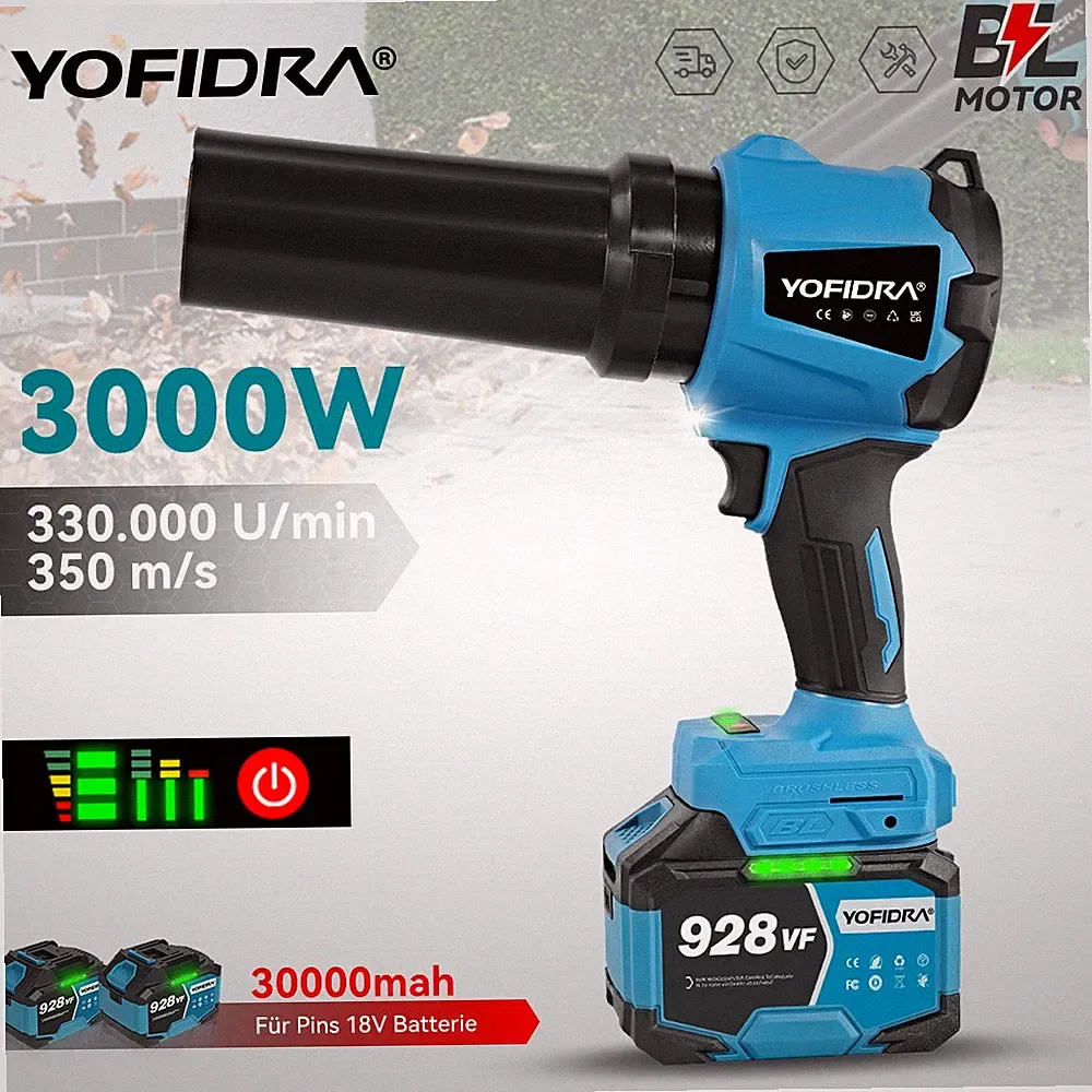 YOFIDRA® Für Makita Akku Bläser Turbogebläse Turbo Luftgebläse Duster 2 Batterie