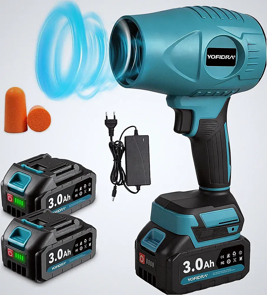 Yofidra Turbo Gebläse, 160m/s Akku Laubbläser mit 2x3000mAh Akkus