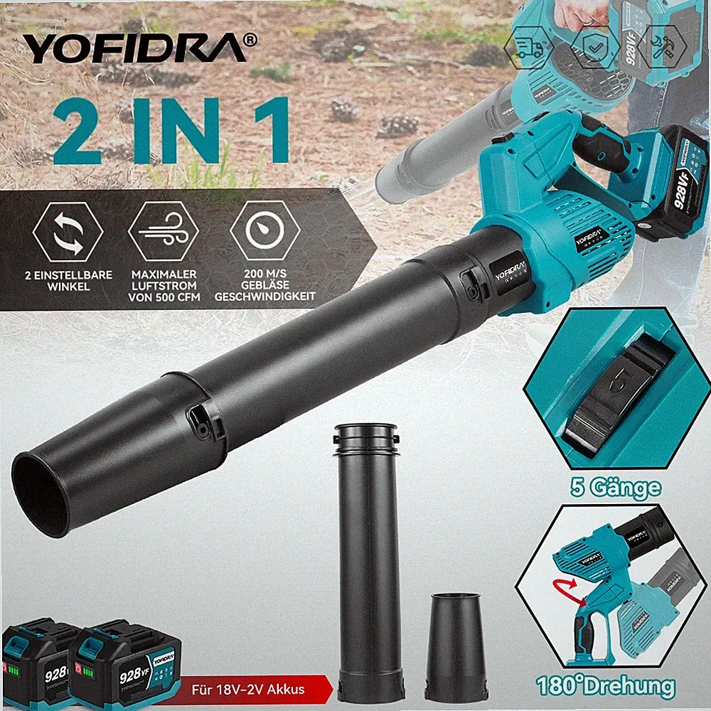 YOFIDRA® Turbo Gebläse 2 IN 1 Akku Laubbläser Staubgebläse für Laub Schnee Staub